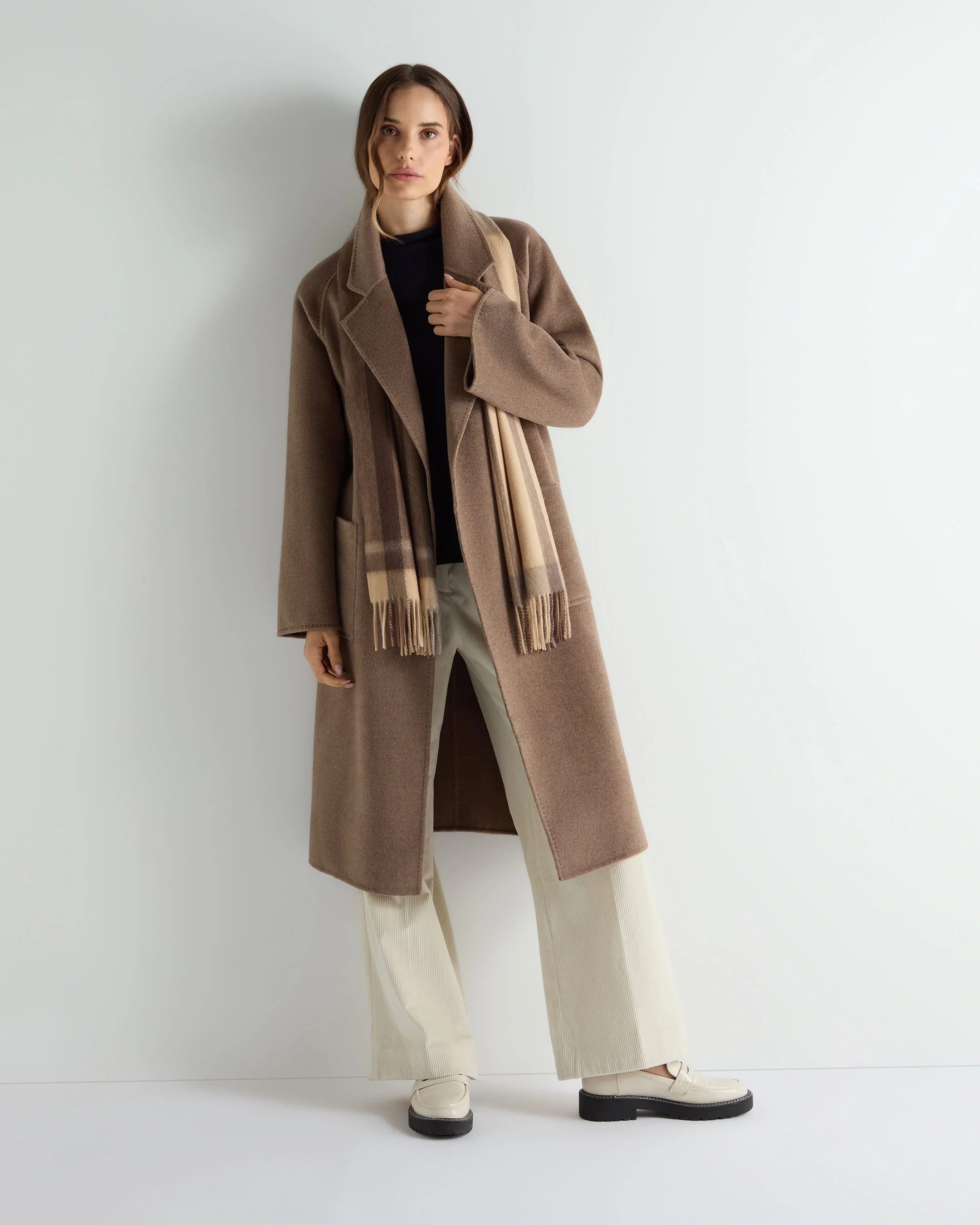 Women's Longline Woven Coat Brown - Image 3