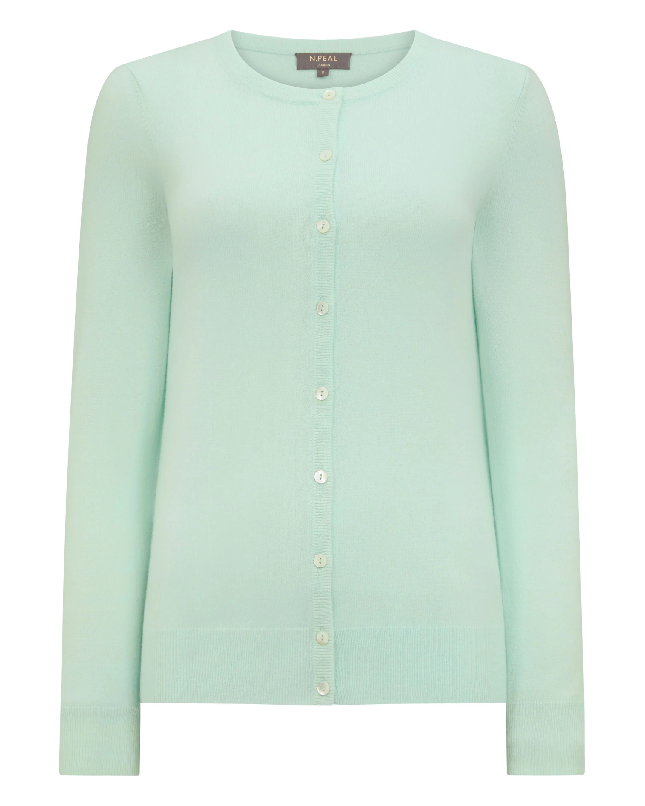 Women's Olivia Round Neck Cashmere Cardigan Mint Green - Image 2