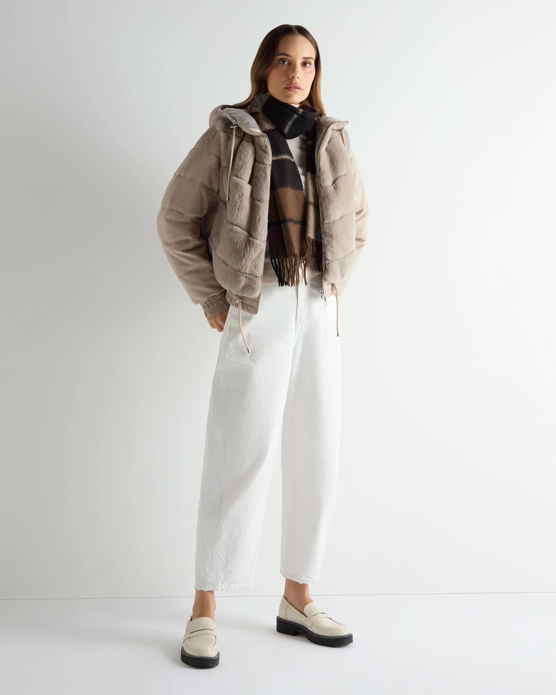 Women's Rex Front Padded Jacket Beige Brown - Image 3