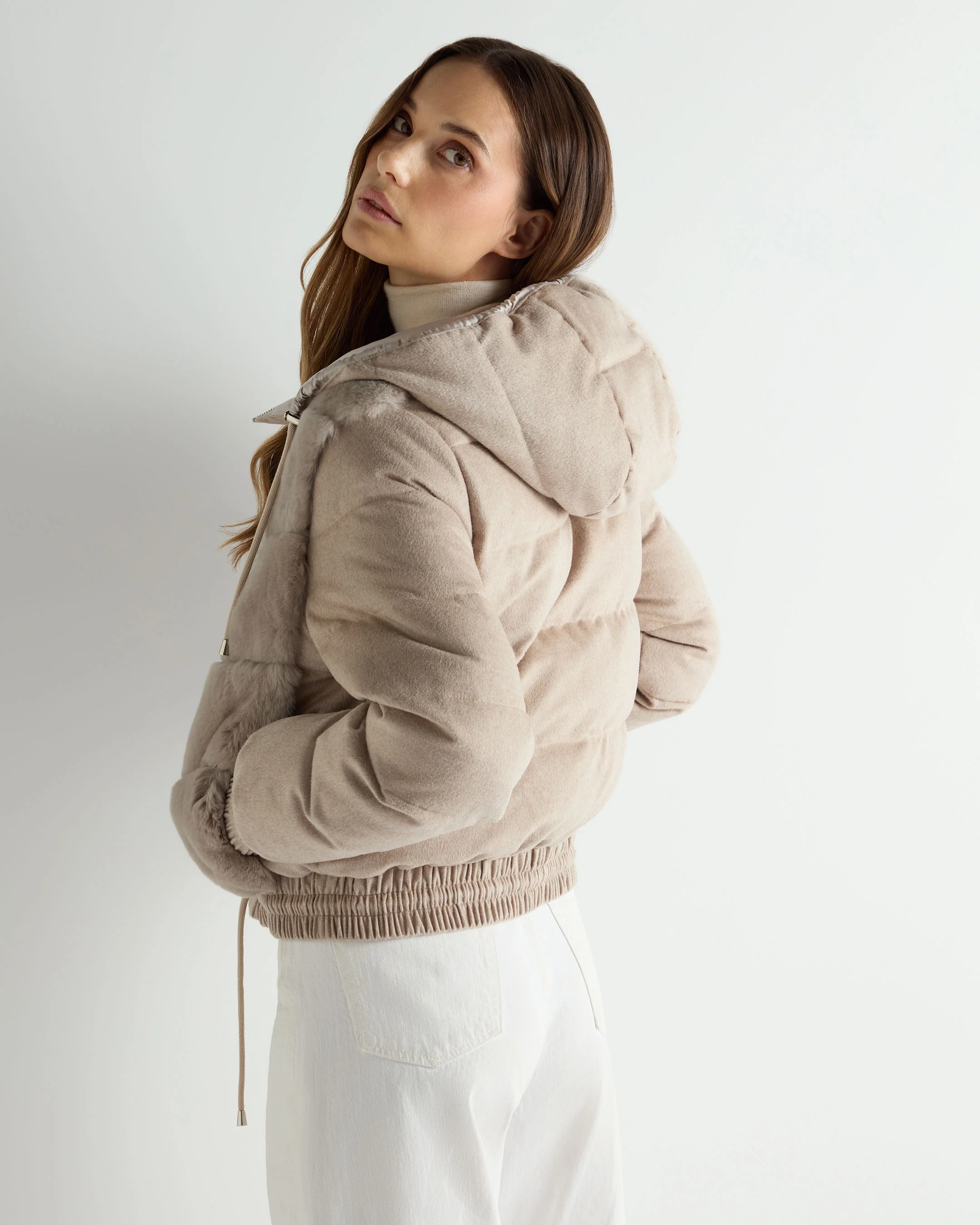 Women's Rex Front Padded Jacket Beige Brown - Image 4