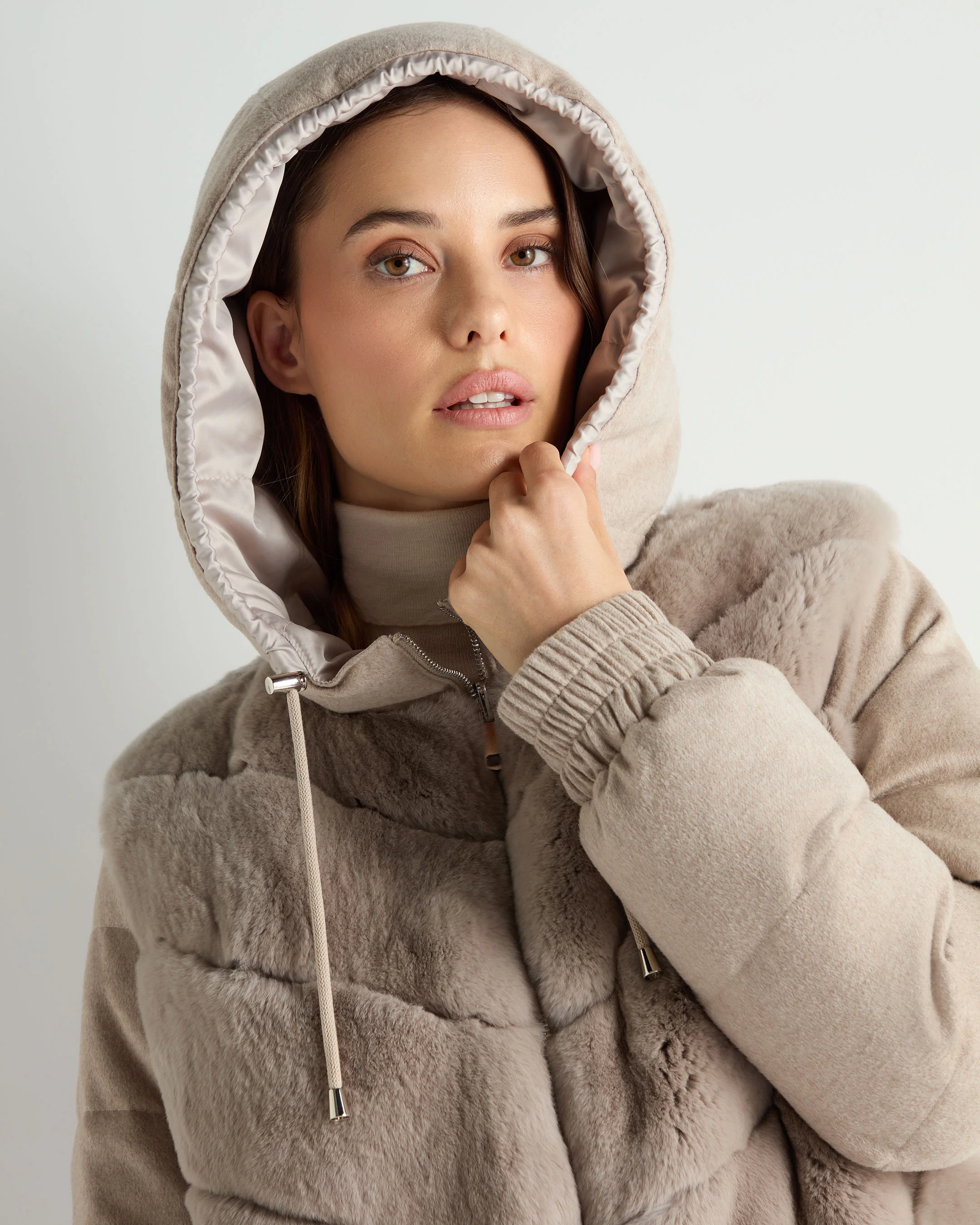 Women's Rex Front Padded Jacket Beige Brown - Image 5