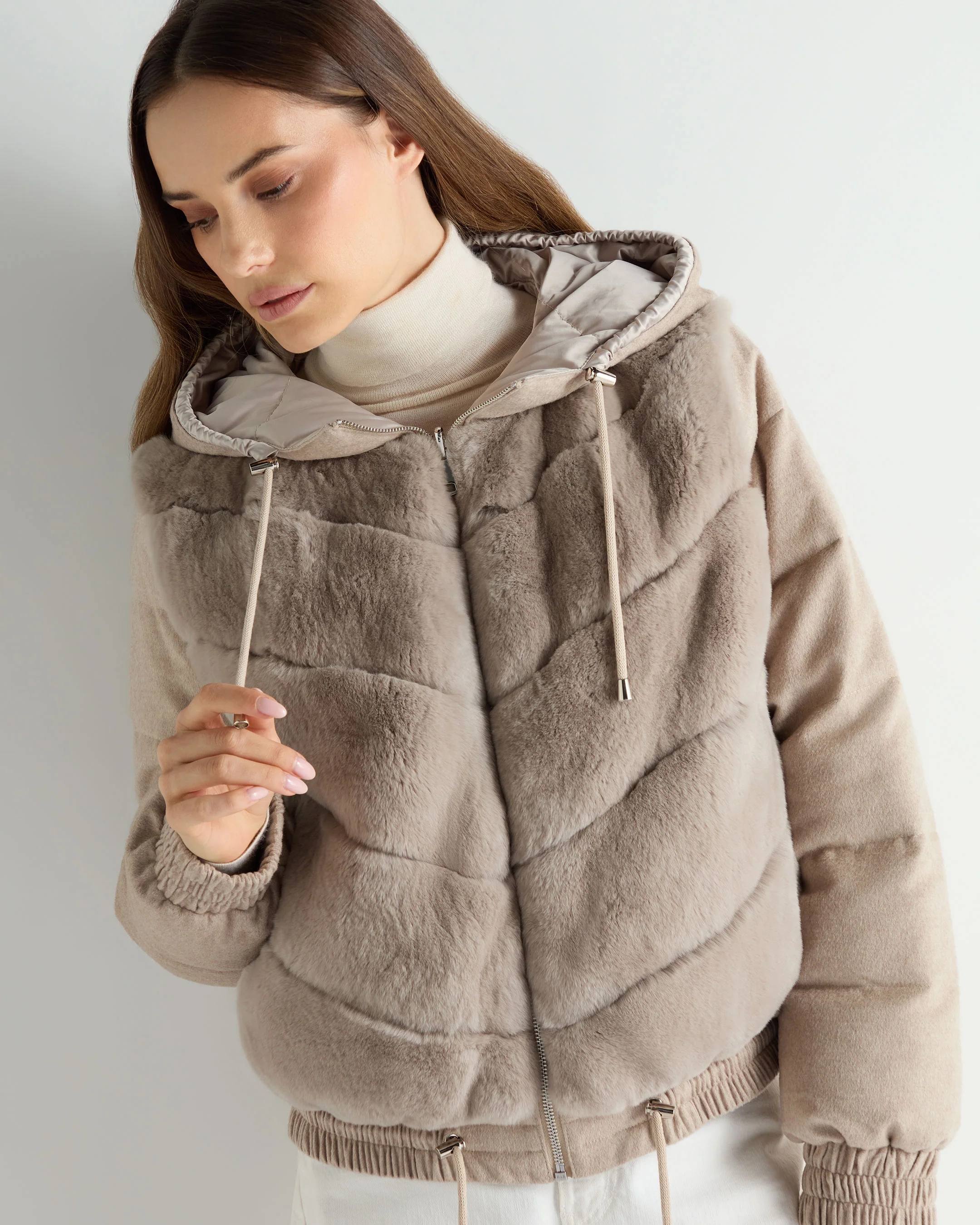 Women's Rex Front Padded Jacket Beige Brown - Image 6